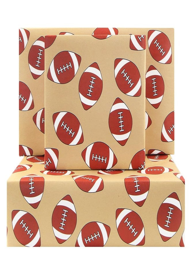 Geluode Rugby Ball Wrapping Paper, 4 Sheets Football Wrapping Paper for Men Boys Kids 28x20 Inches, Brown Sports Rugby Gift Wrap Paper for Sport Events Wedding Birthday Party - Image 1